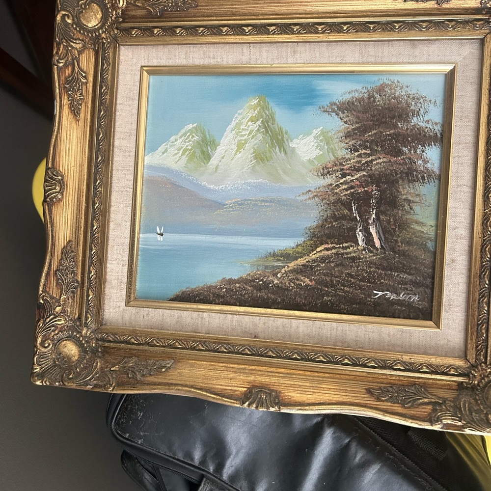 Framed Landscape Painting with Gold Frame